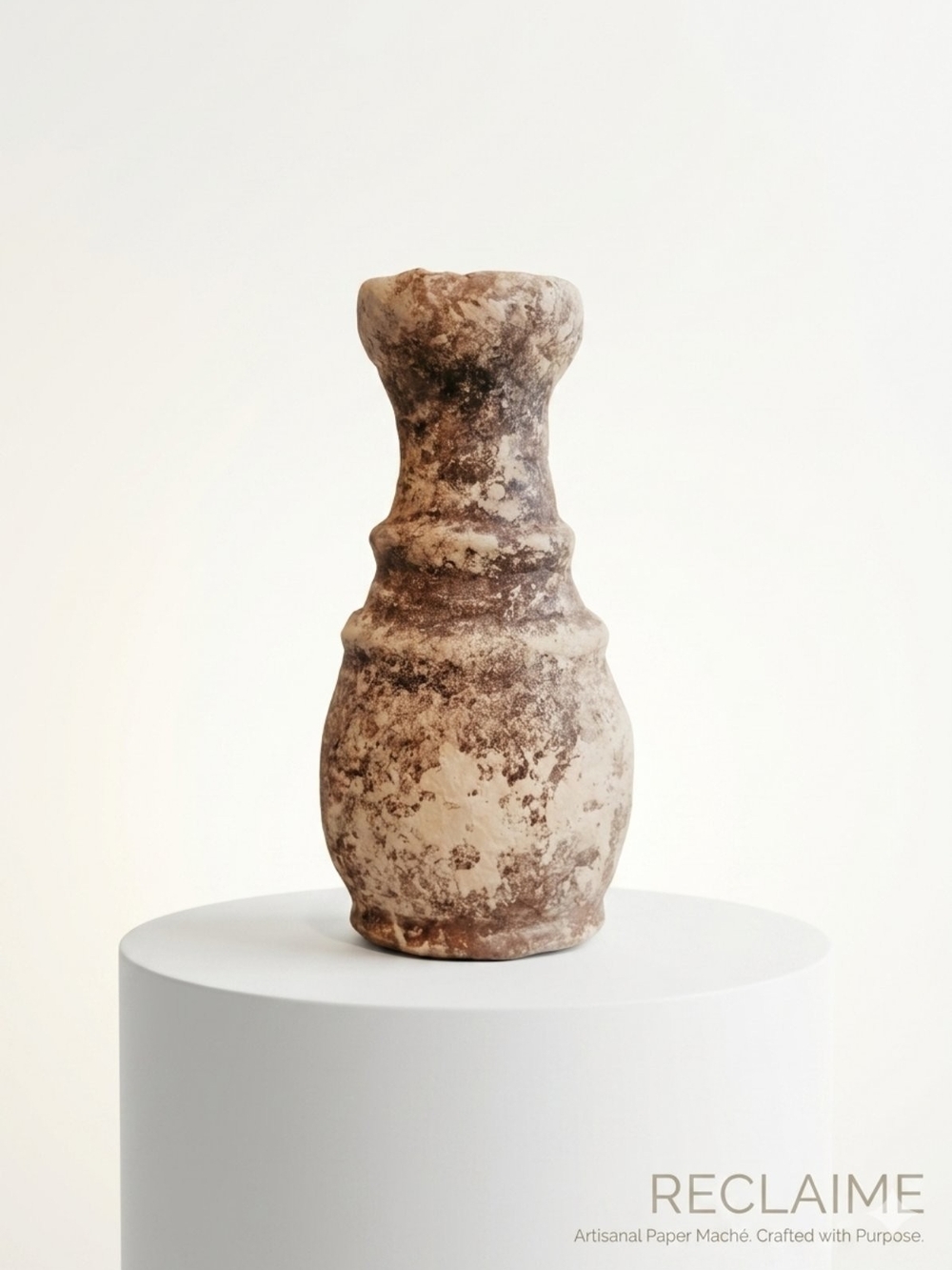 Rustic Brown Paper Clay Vase - Brown